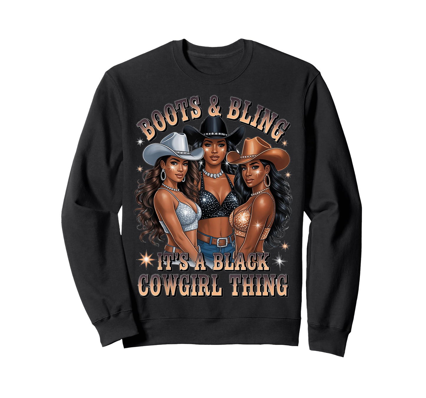 Black Cowgirl Sexy Boots Bling BLACK Cowgirl Thing Melanin T-Shirt