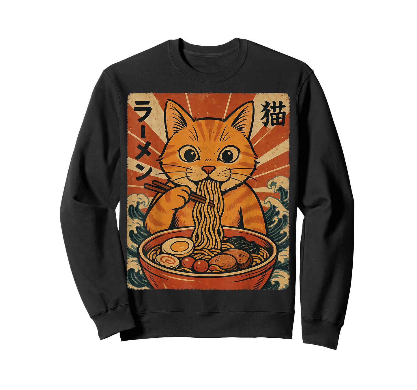 Ramen Noodles Orange Cat Japanese Anime Kawaii Cat Retro T-Shirt