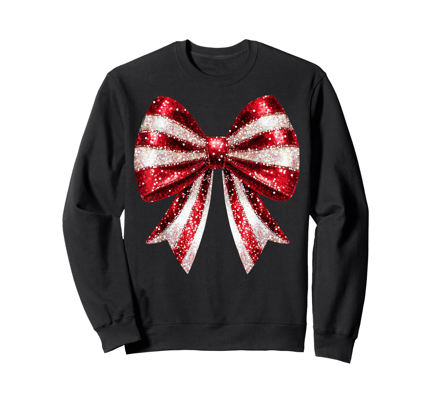 Cute Coquette Bow Christmas Candy Cane Xmas Women Kids Girls T-Shirt