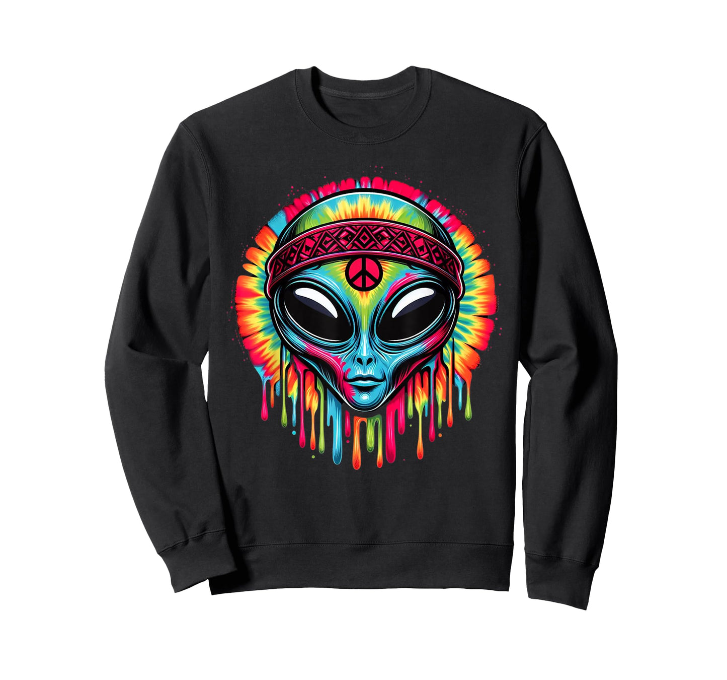 Tie-Dye Alien Peace Sign Funny Boho Hippie T-Shirt
