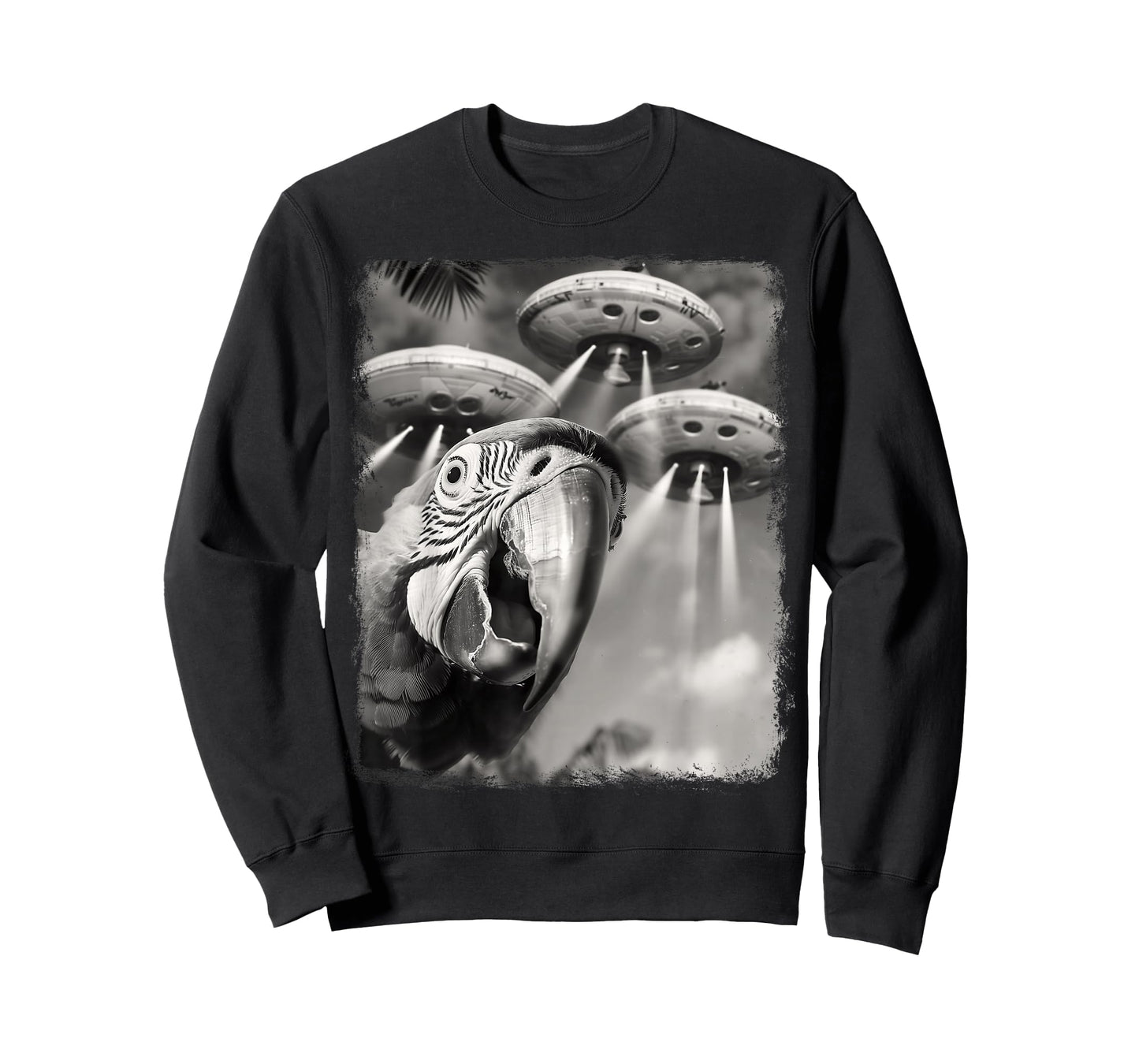 Macaw Parrot Bird UFO Alien Extraterrestrial Selfie T-Shirt