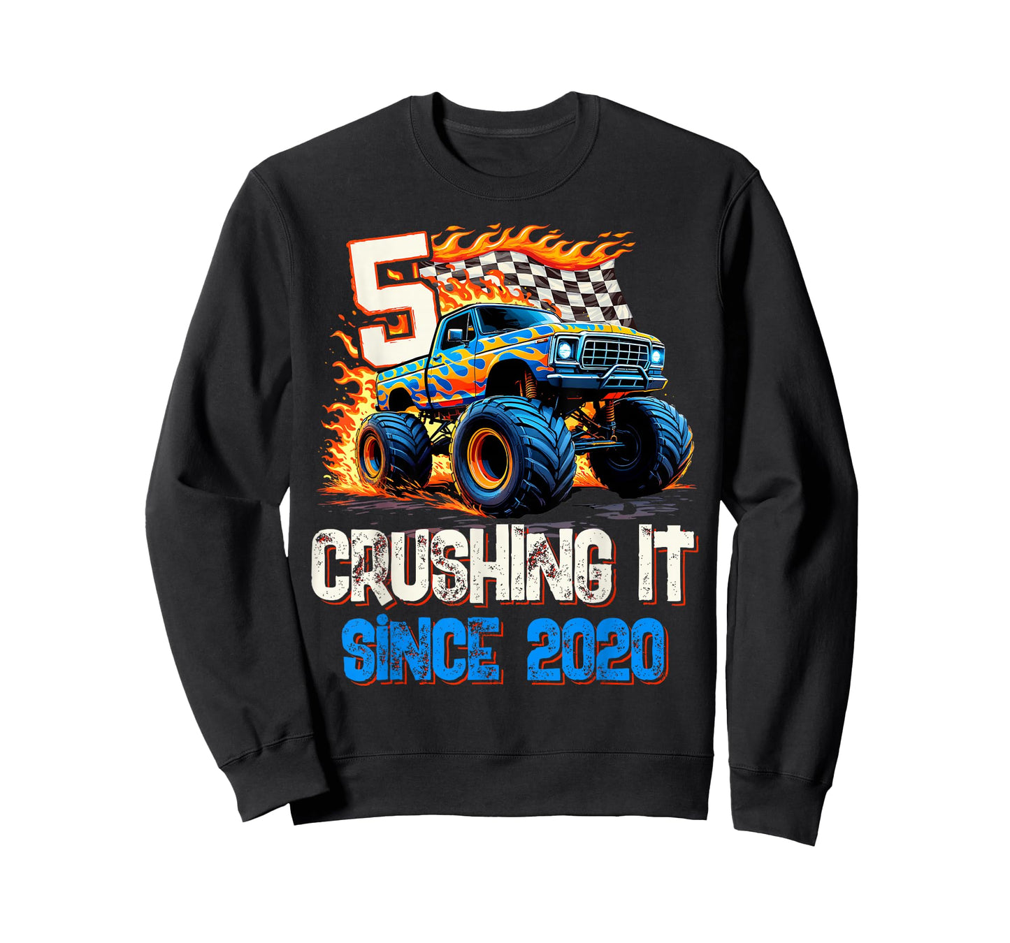 5 Crushing It Since 2020 5th Birthday Monster Truck T-Shirt