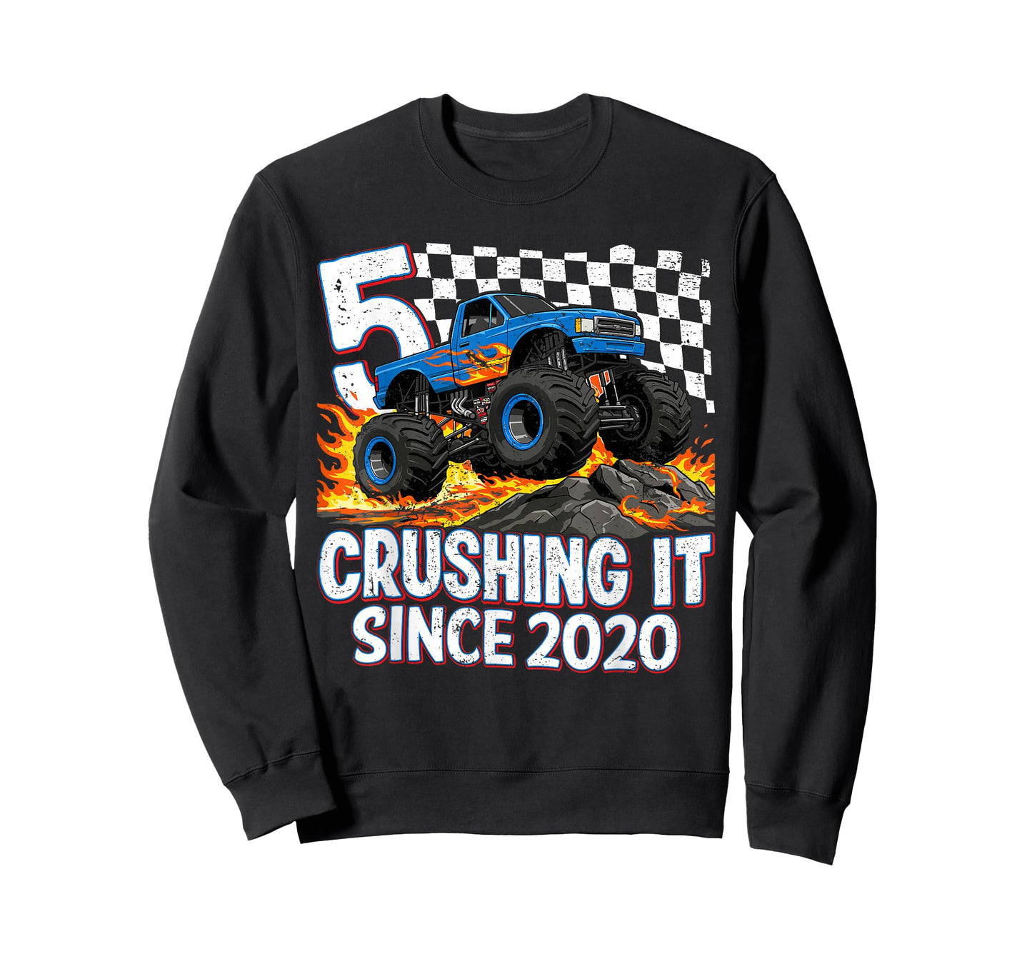 5th Birthday Monster Truck 5 year Old Boys Party Born 2020 T-Shirt