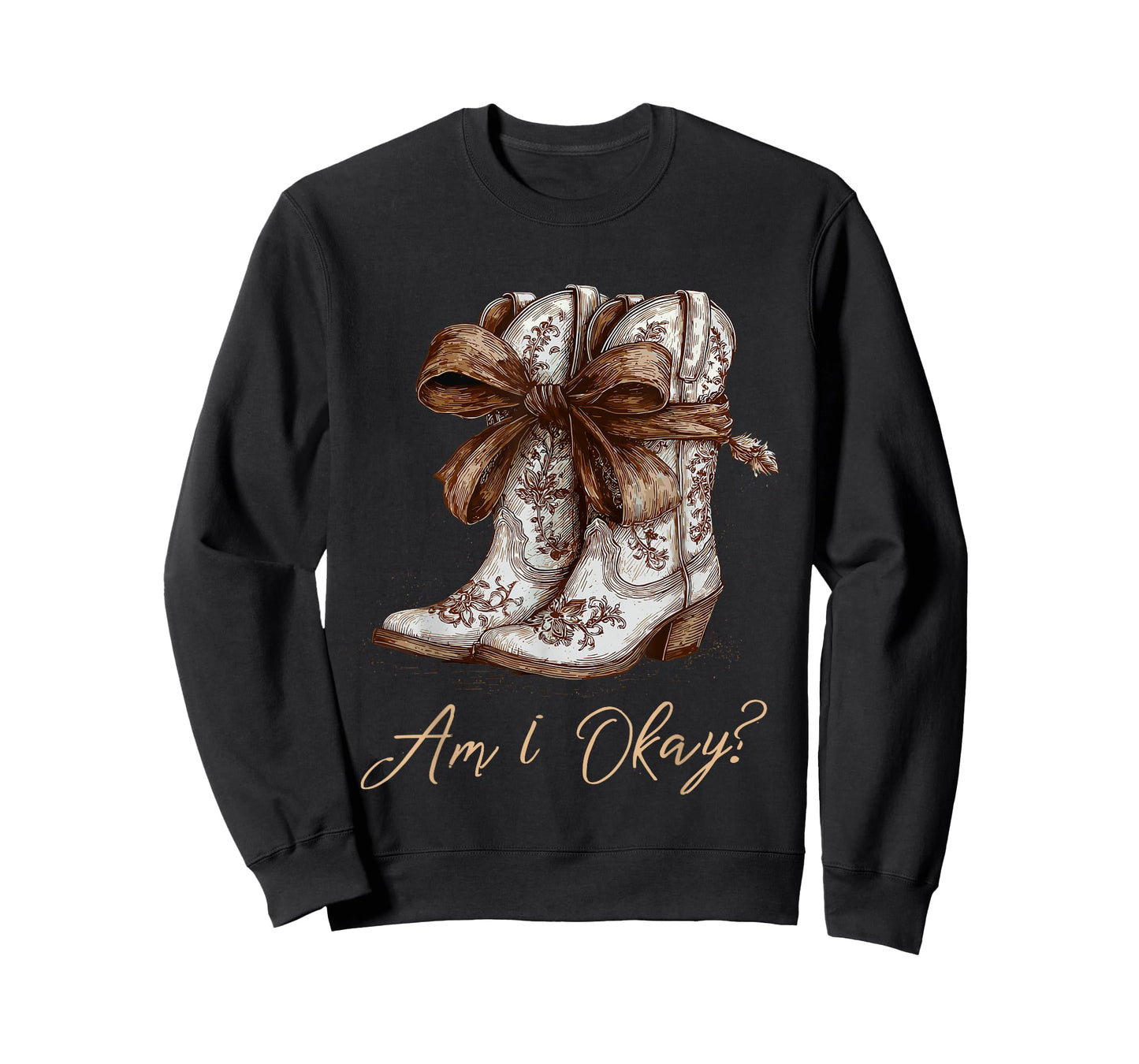 Am I Okay Boot Western Texas Cowgirl Coquette Bow Women Girl T-Shirt