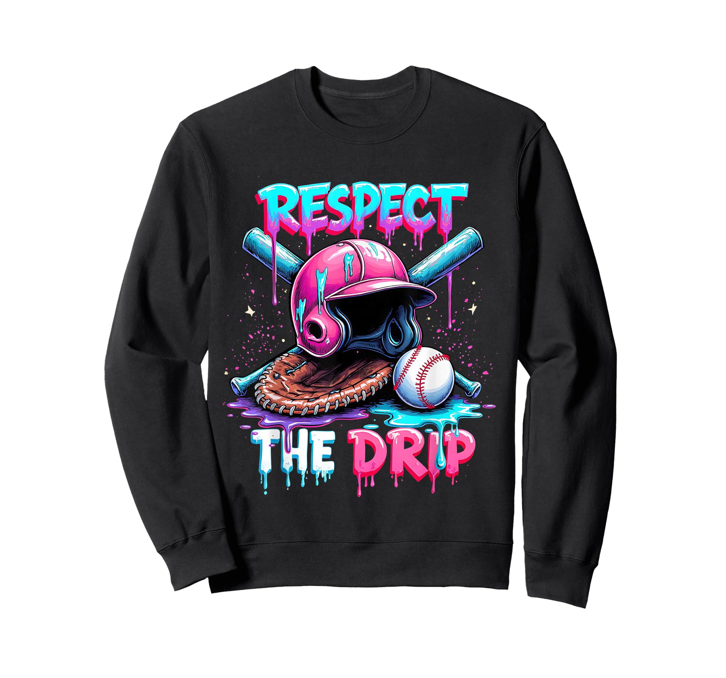 Respect The Drip Baseball Ice Cream Drip Vibes Squad T-Shirt