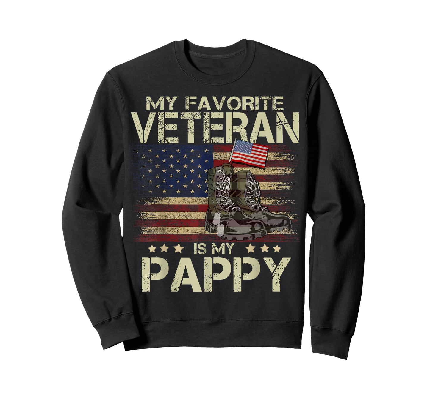 My Favorite Veteran Is My Pappy Shirt Flag & Military Boots T-Shirt
