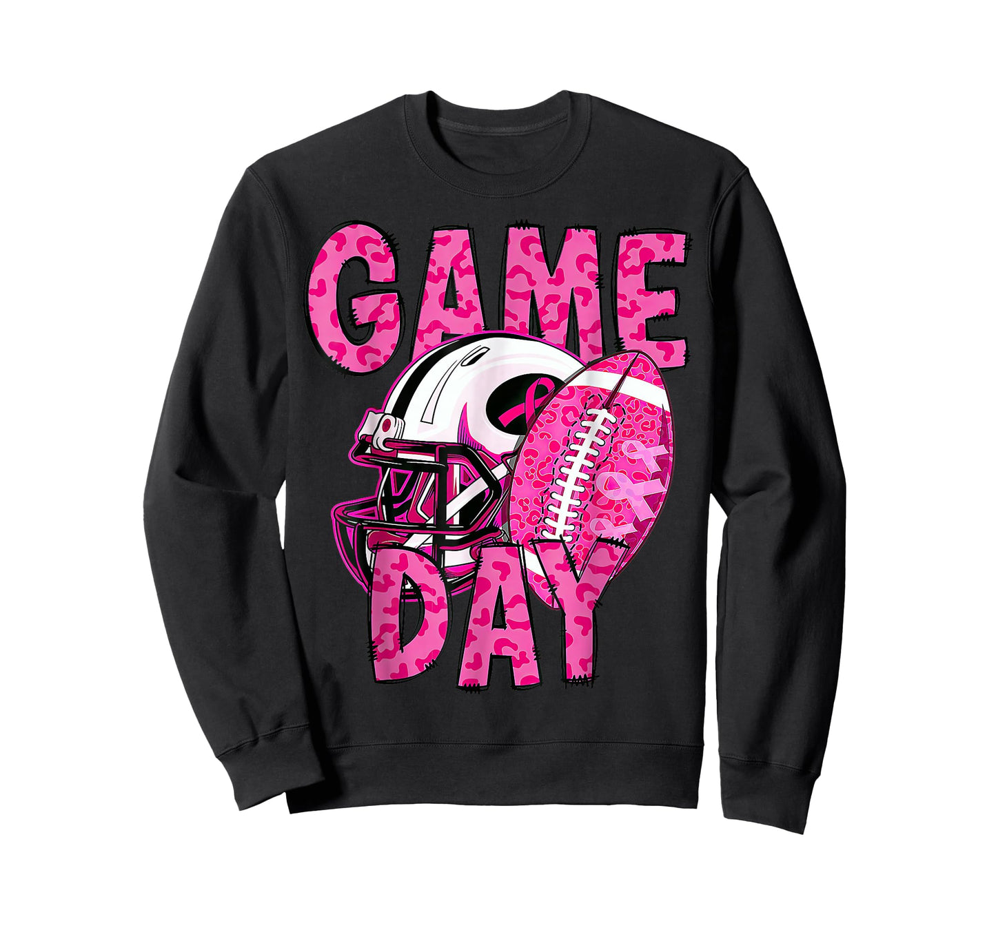 Leopard Game Day Pink American Football Breast Cancer T-Shirt