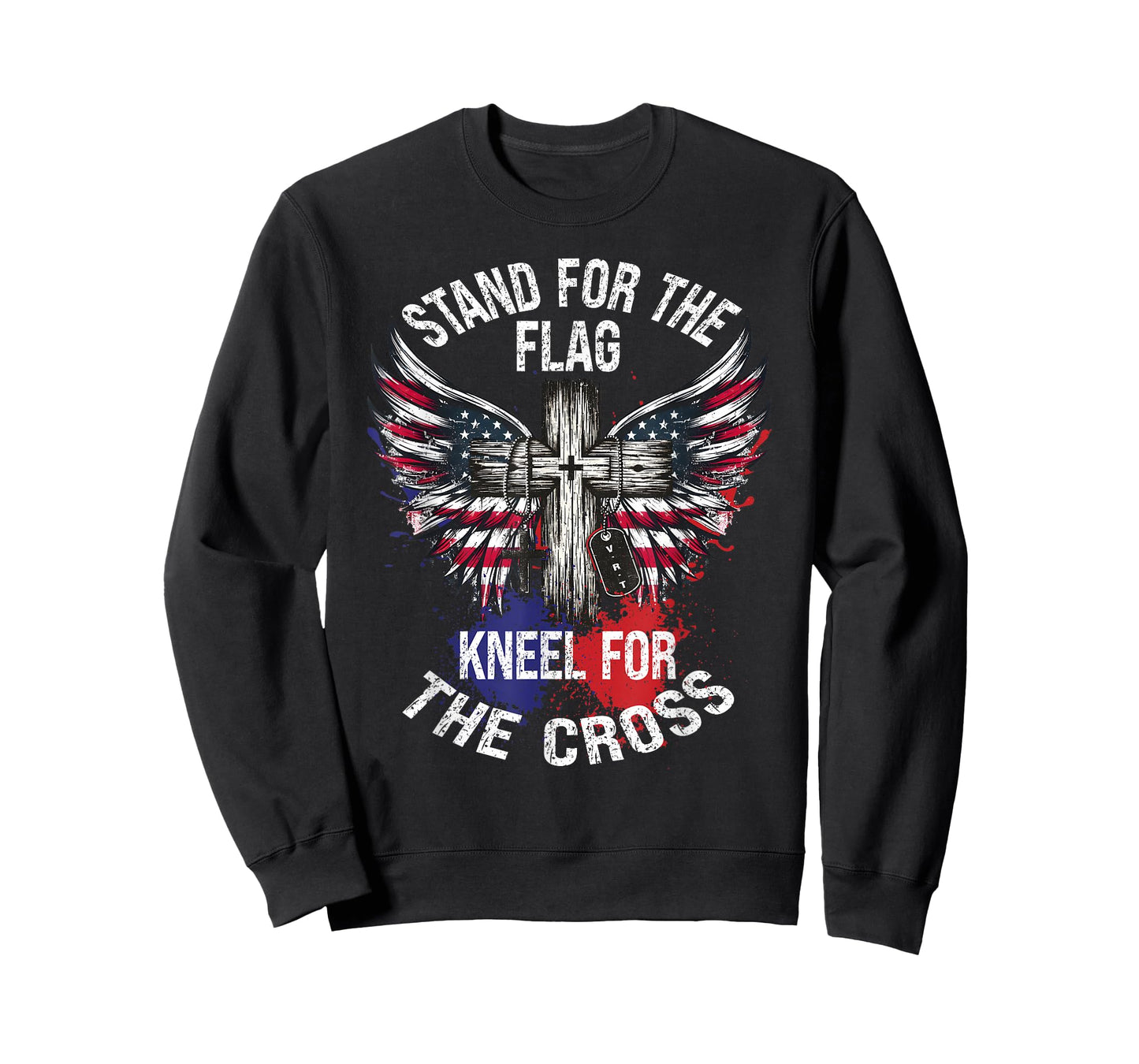 Stand for The Flag Kneel for The Cross US Patriotic Military T-Shirt