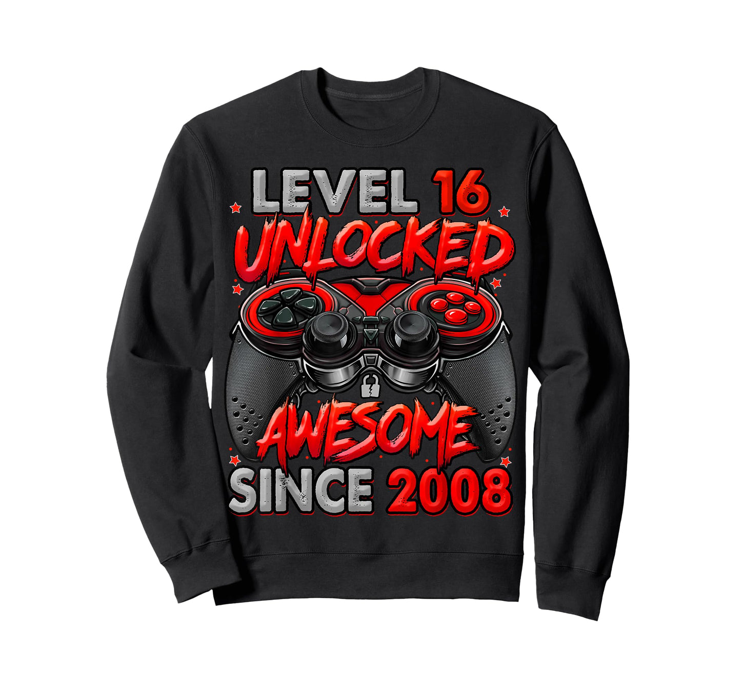 Level 16 Unlocked Awesome Since 2008 Gaming 16th Birthday T-Shirt