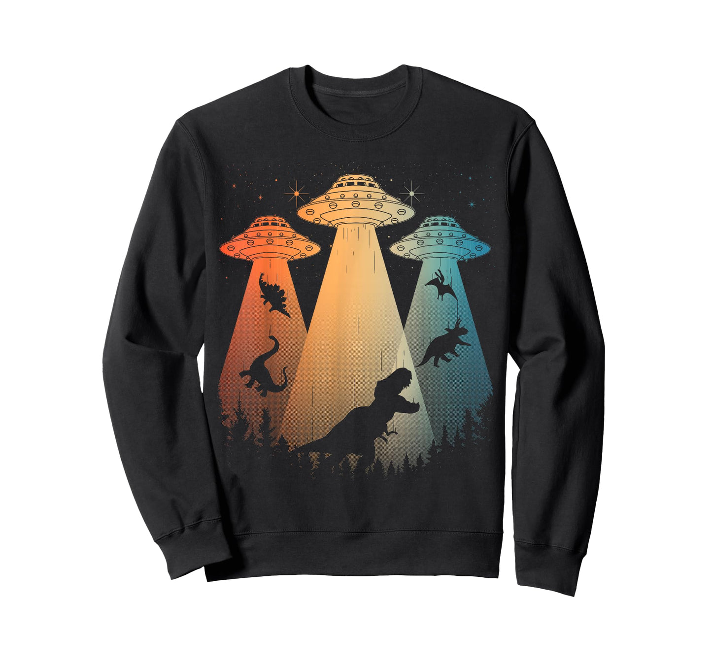 Cool Dinosaur Art For Men Women UFO Alien Abduction Dinosaur T-Shirt