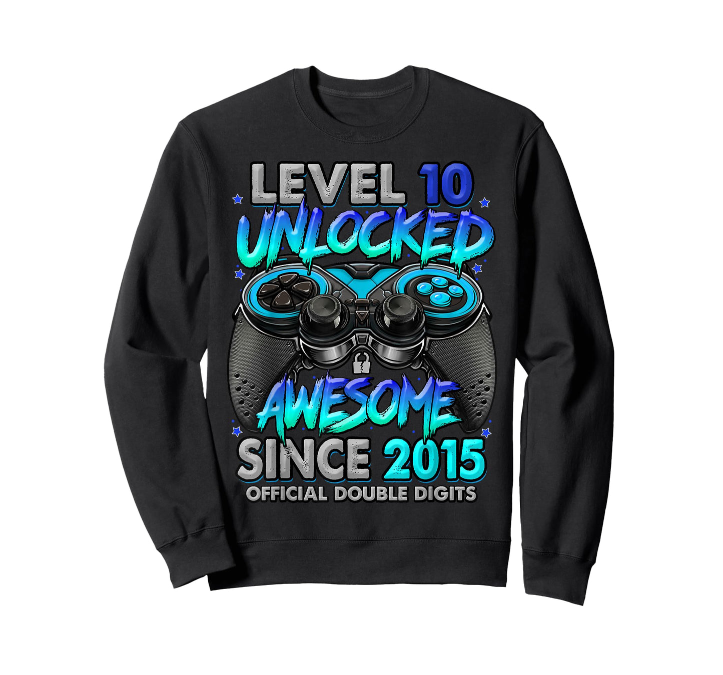 Level 10 Unlocked Awesome Since 2015 10th Birthday Gaming T-Shirt