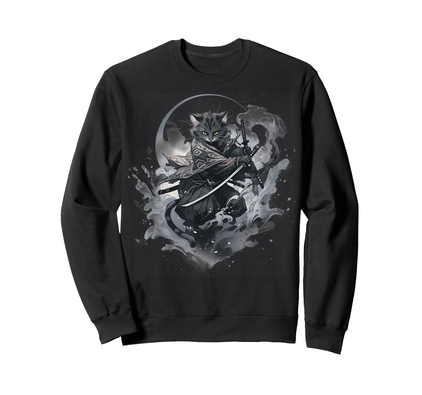 Samurai cat Anime Japanese Ninja Warrior Aesthetic Cute V05 T-Shirt
