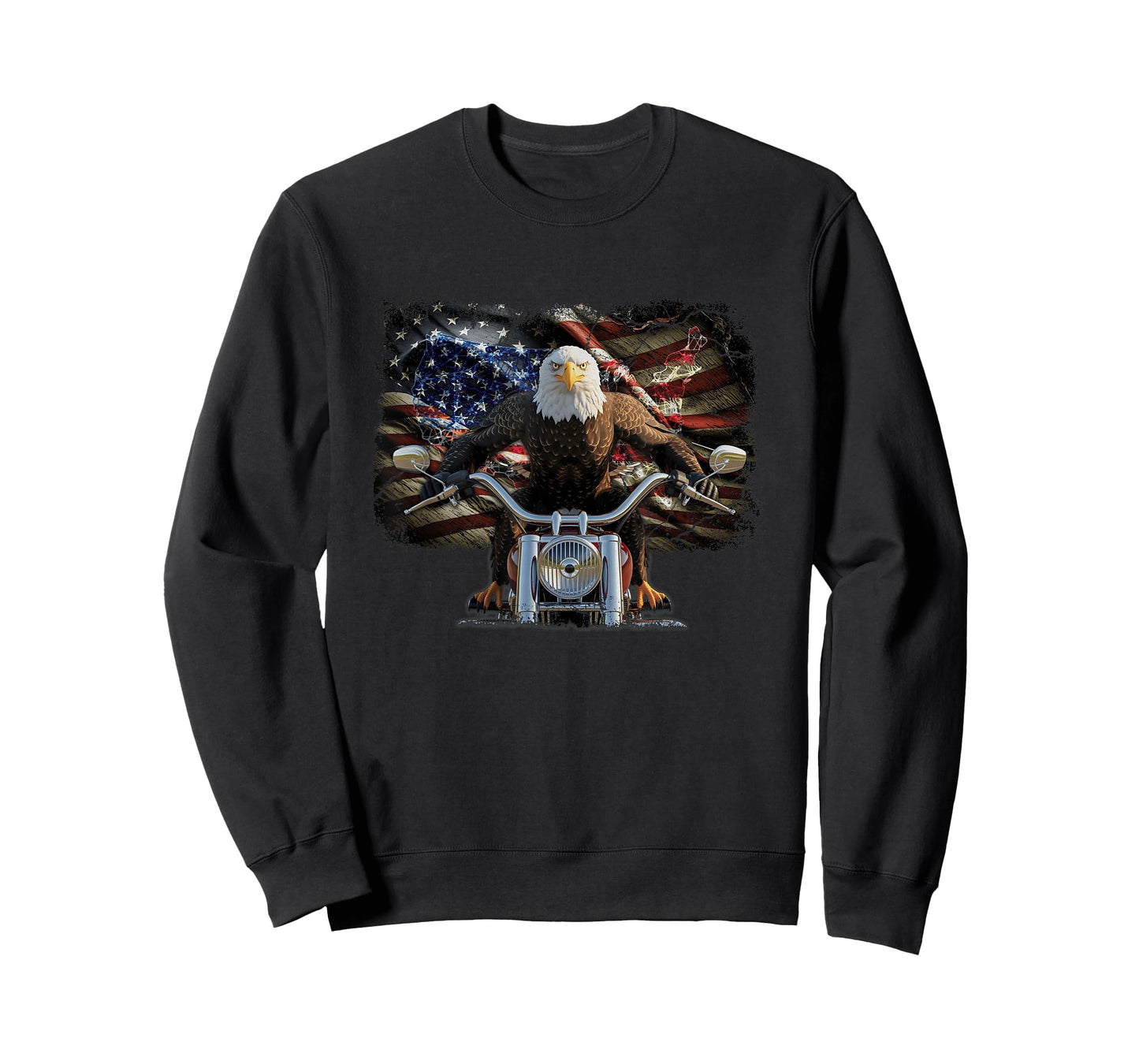 American Flag Eagle Riding Motorcycle Biker USA Patriot T-Shirt