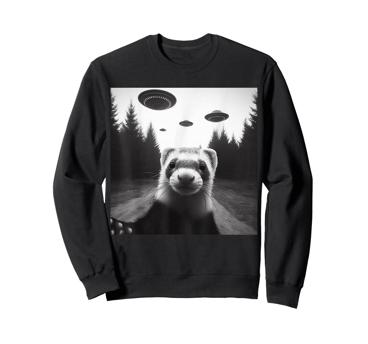 Ferret Selfie With Alien UFO Funny Gifts For Men Women Kid T-Shirt