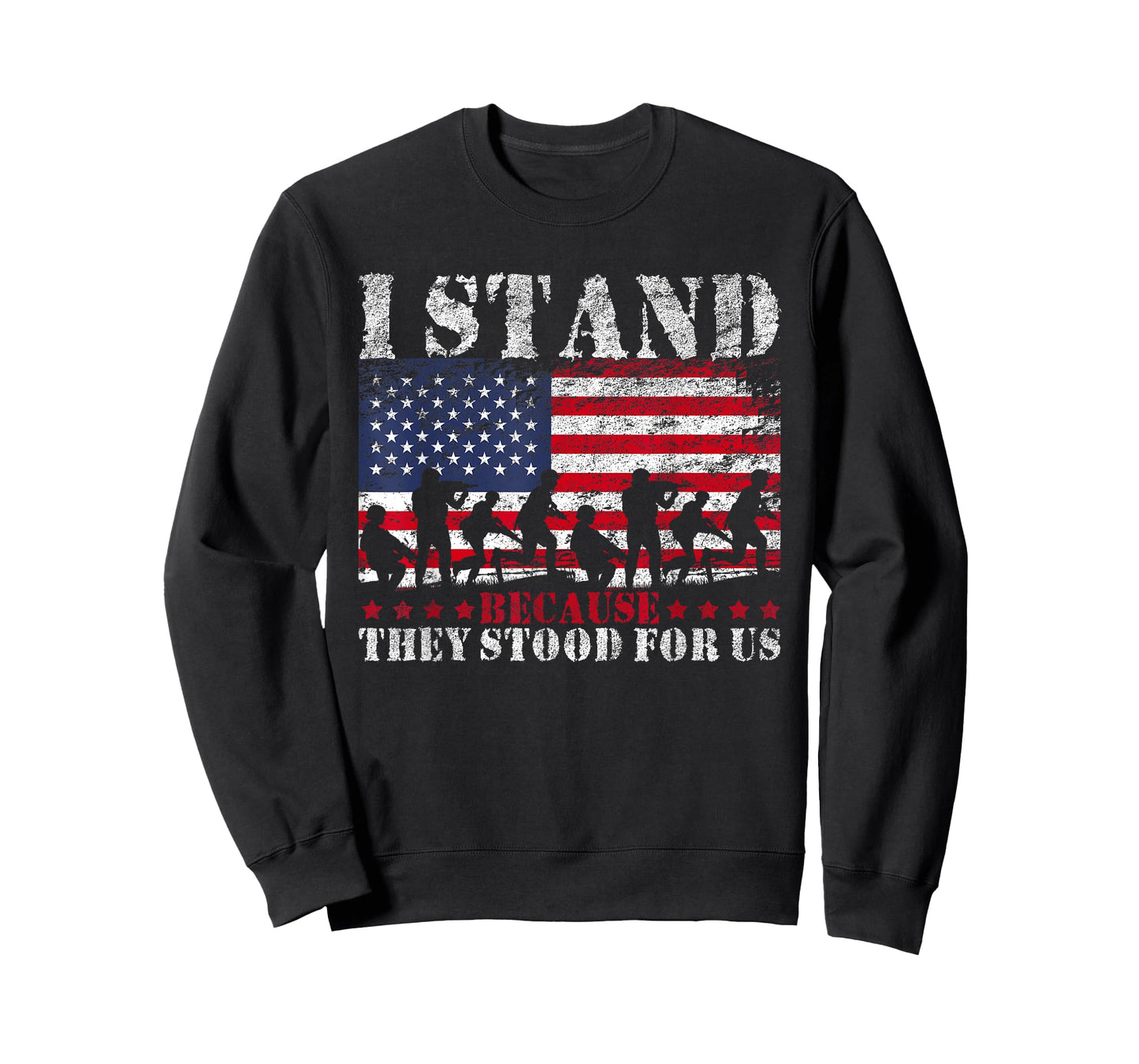 I Stand Because They Stood For Us American Flag T-Shirt for Women Kids Men