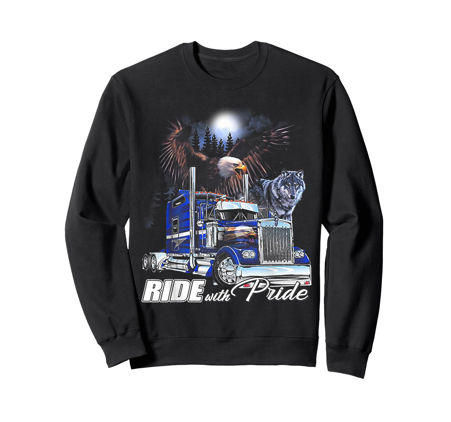 Ride With Pride Trucker Eagle Wolf T-Shirt