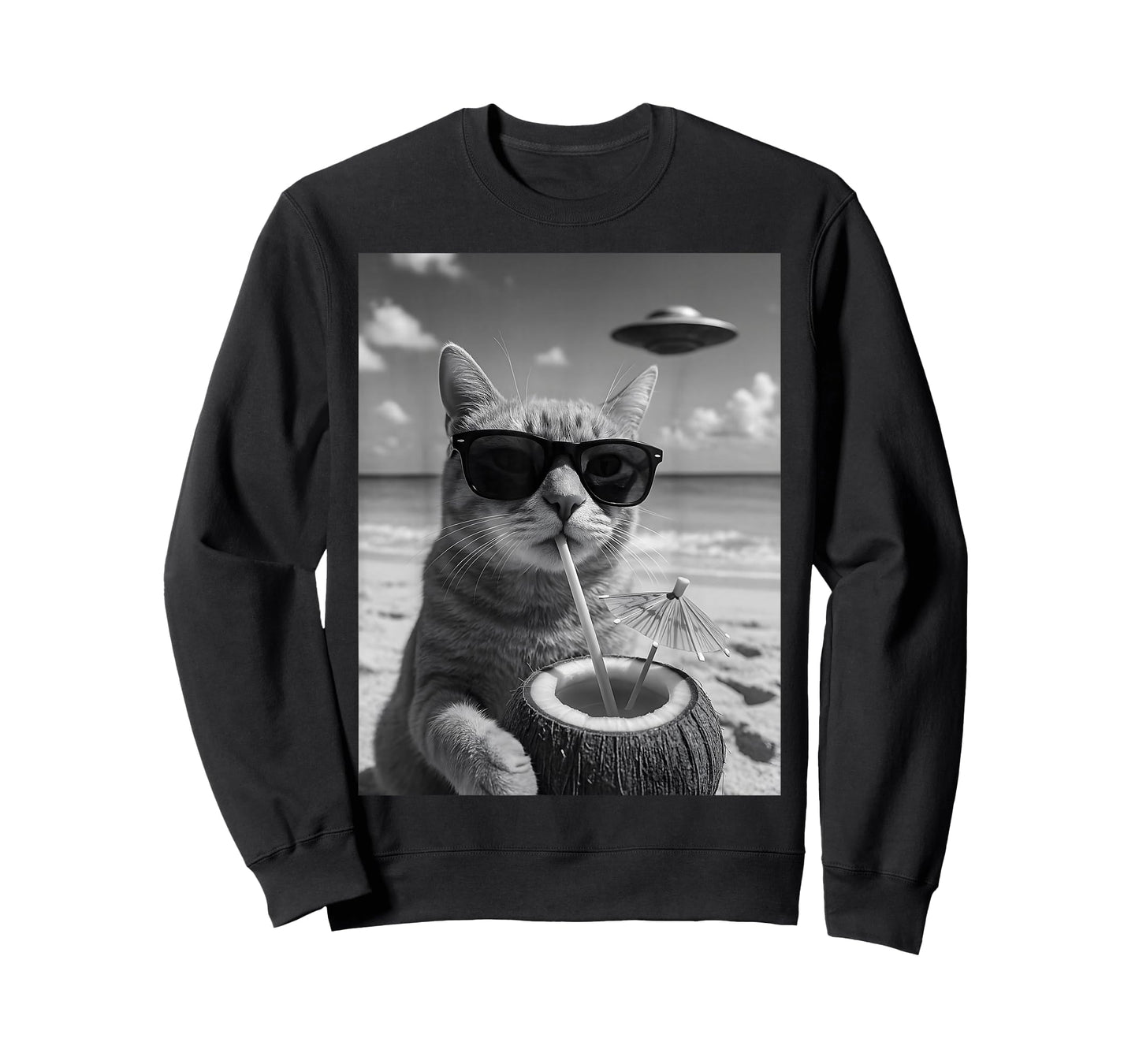 Cat Beach Selfie Ufo T-Shirt