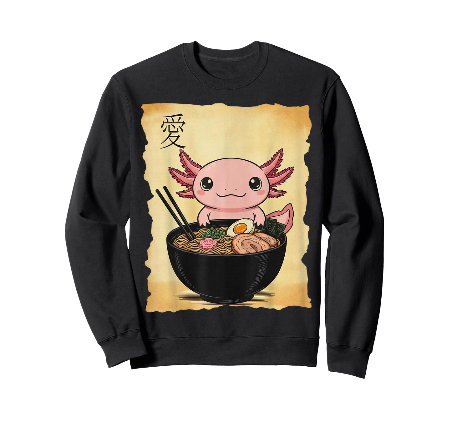 Cute Axolotl Eating Ramen Graphic Tee Japanese Kawaii Anime T-Shirt