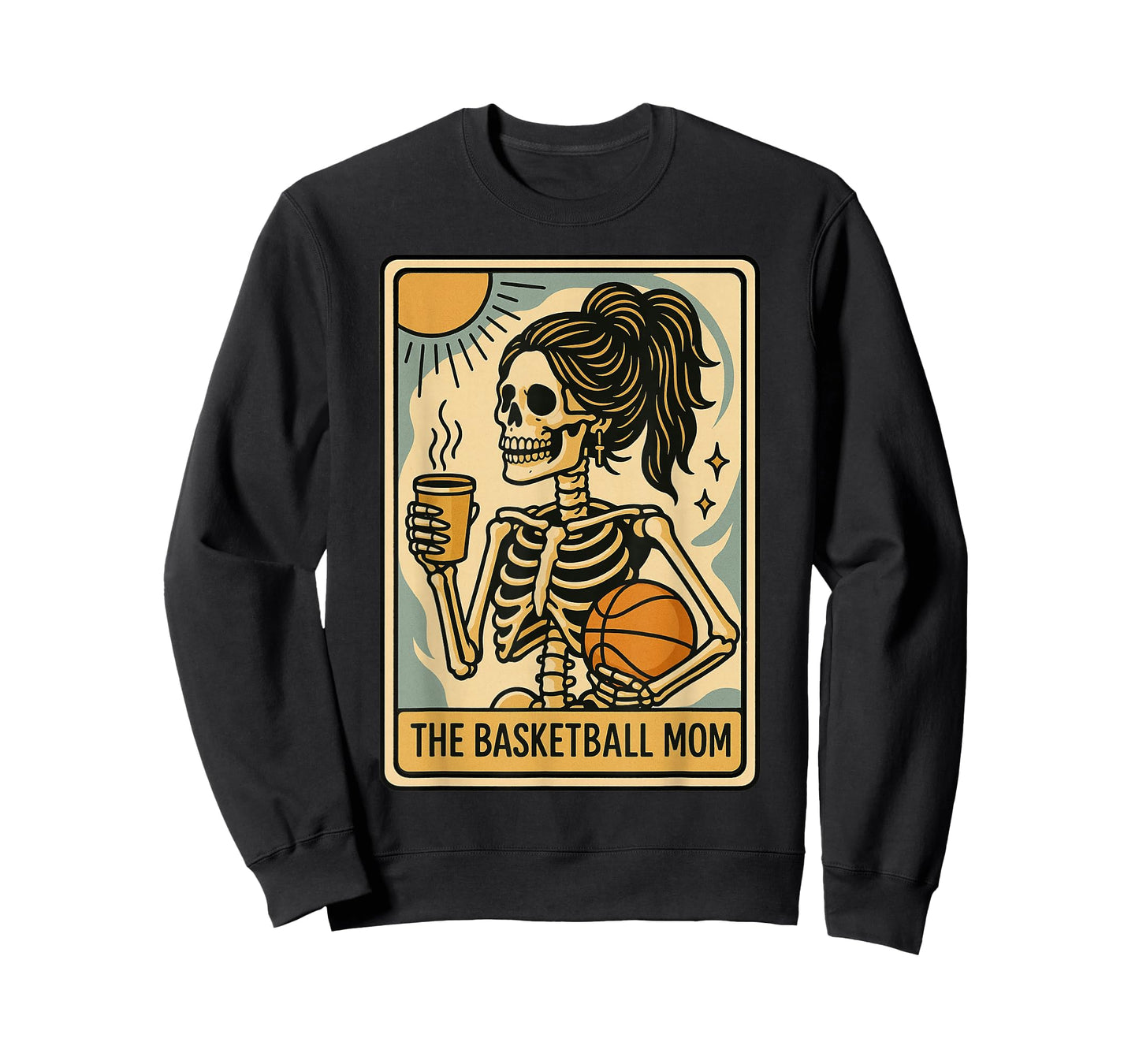 Funny Halloween Basketball Mama Mom Skeleton Tarot Card T-Shirt