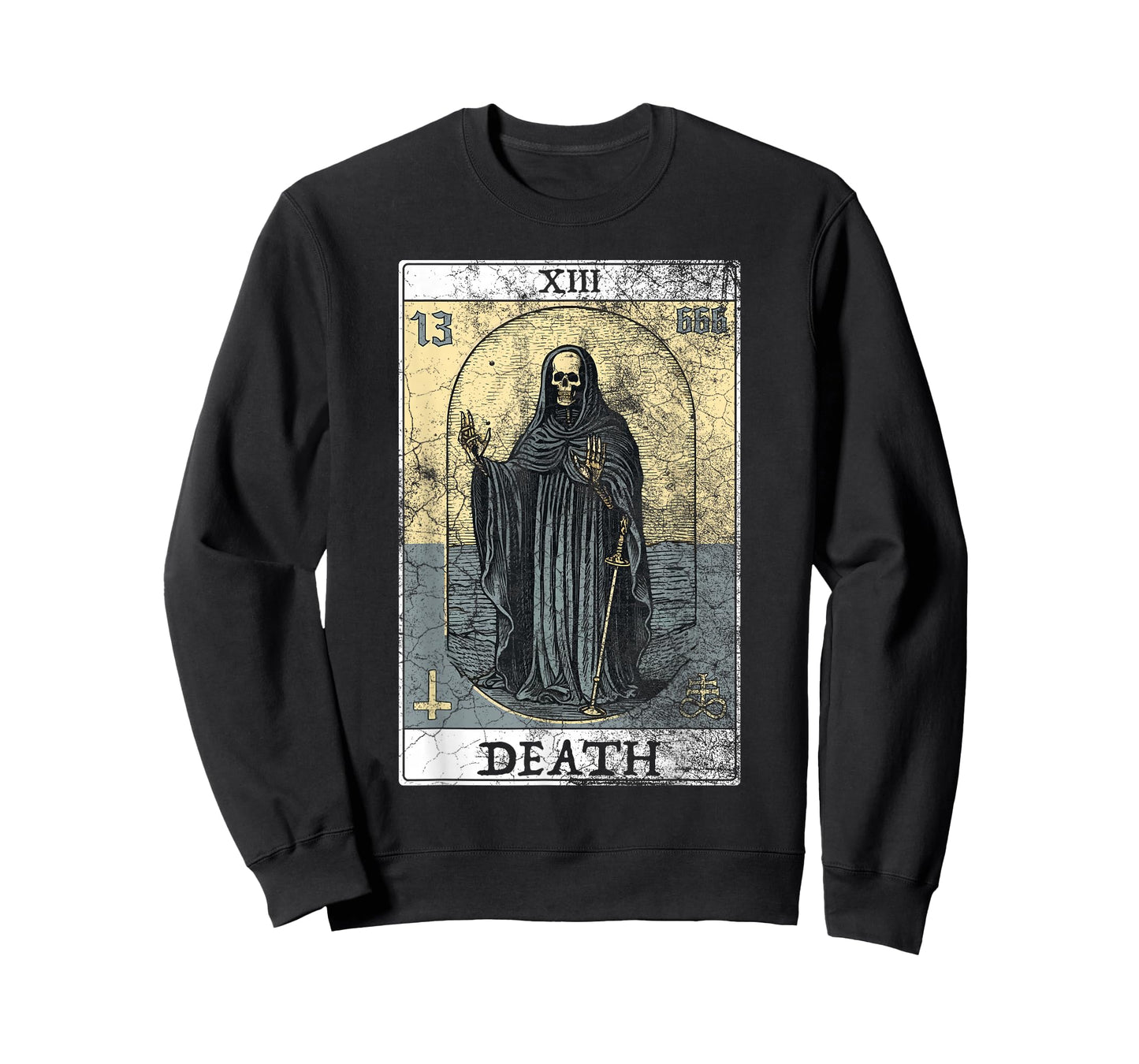 Vintage Death Tarot Card Skeleton Occult Satanic Horror Men T-Shirt