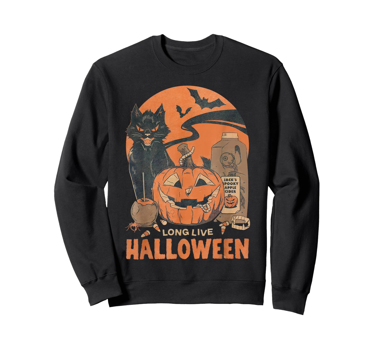 Long Live Halloween Black Cat Jack O Lantern Spooky Season T-Shirt