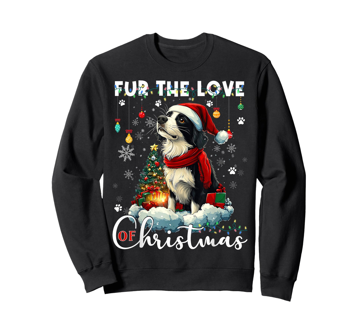 Border Collie Christmas Tree Decorations Dog Lover Xmas Men Women Kids T-Shirt