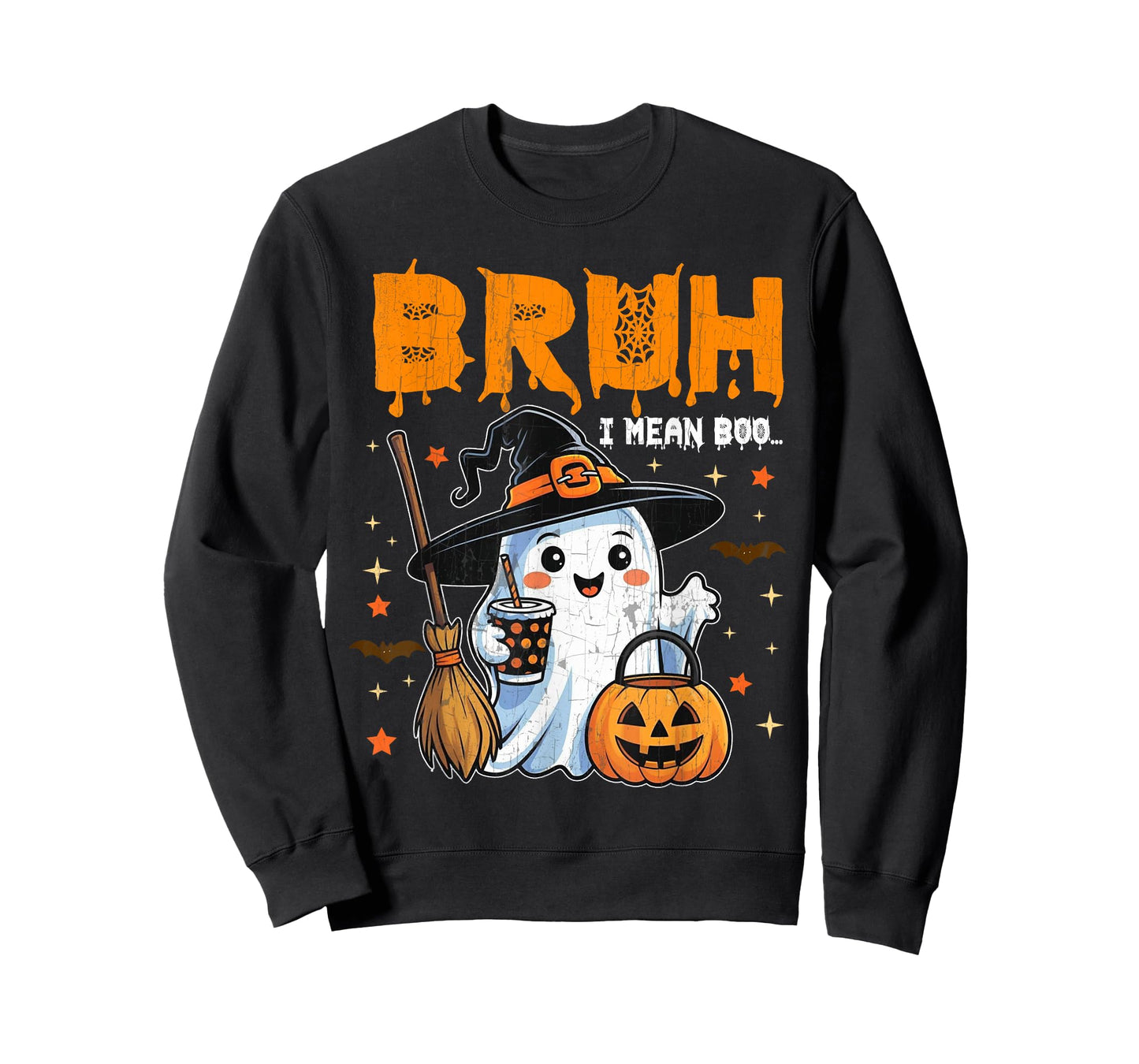 Bruh I Mean Boo Trick Or Treat Halloween Ghost Boy Girl Kids T-Shirt