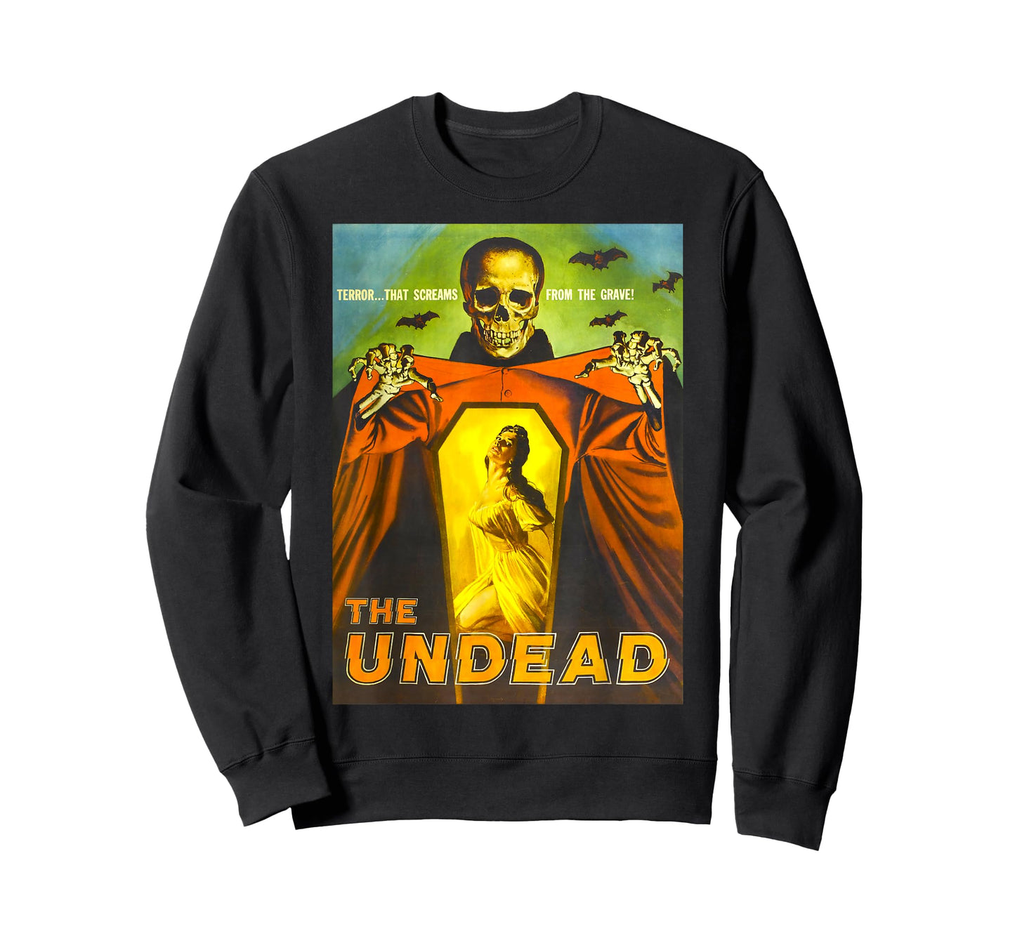 Creepy Skeleton Retro Halloween Monster Poster Horror Movie T-Shirt