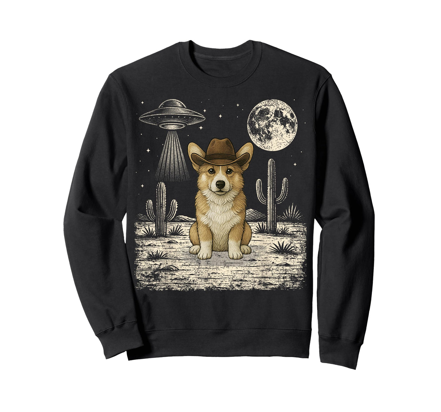 Funny Corgi Cowboy Western Dog UFO T-Shirt