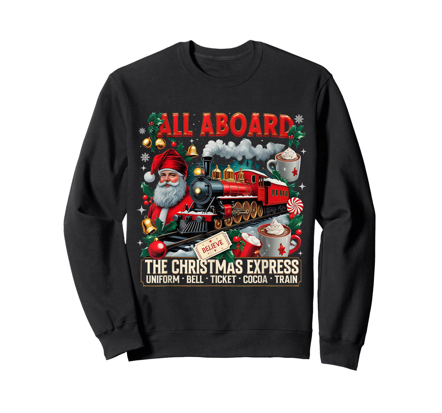 All Aboard The Christmas Express Train Santa Holiday T-Shirt