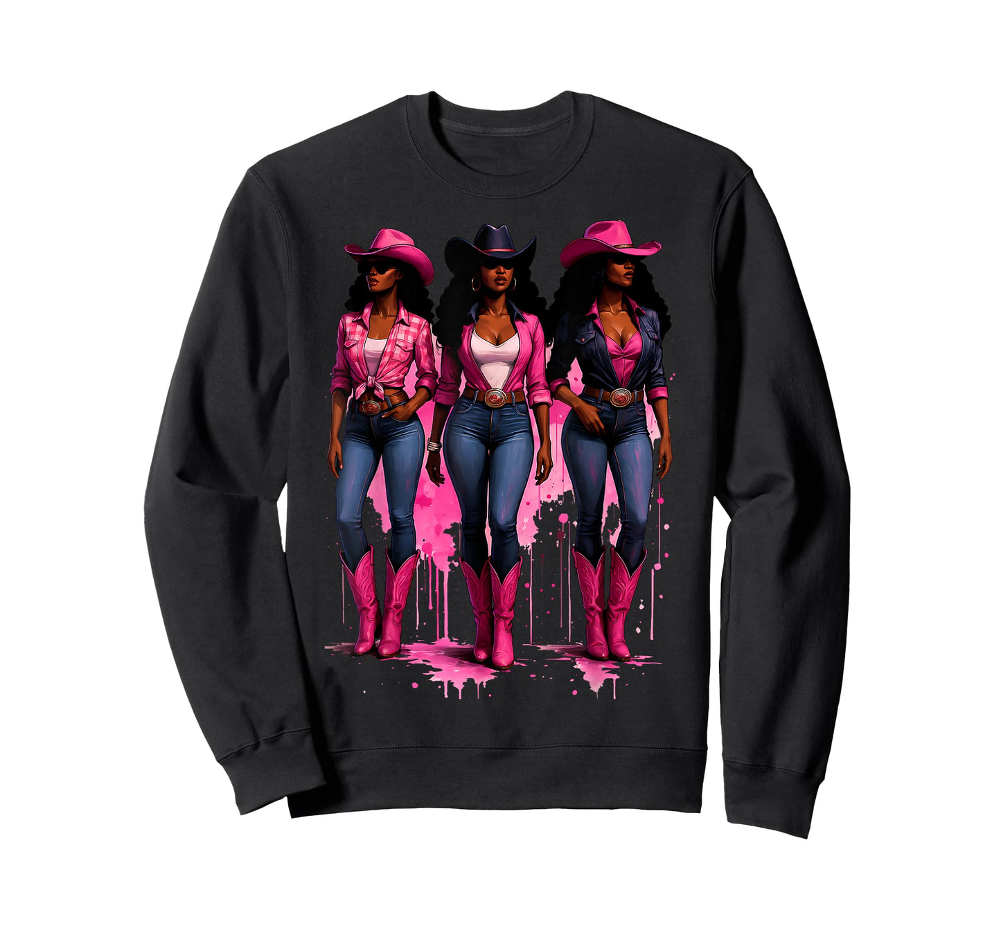 Pink Cowgirl Shirt Black Western Women Rodeo Boots Graphic T-Shirt