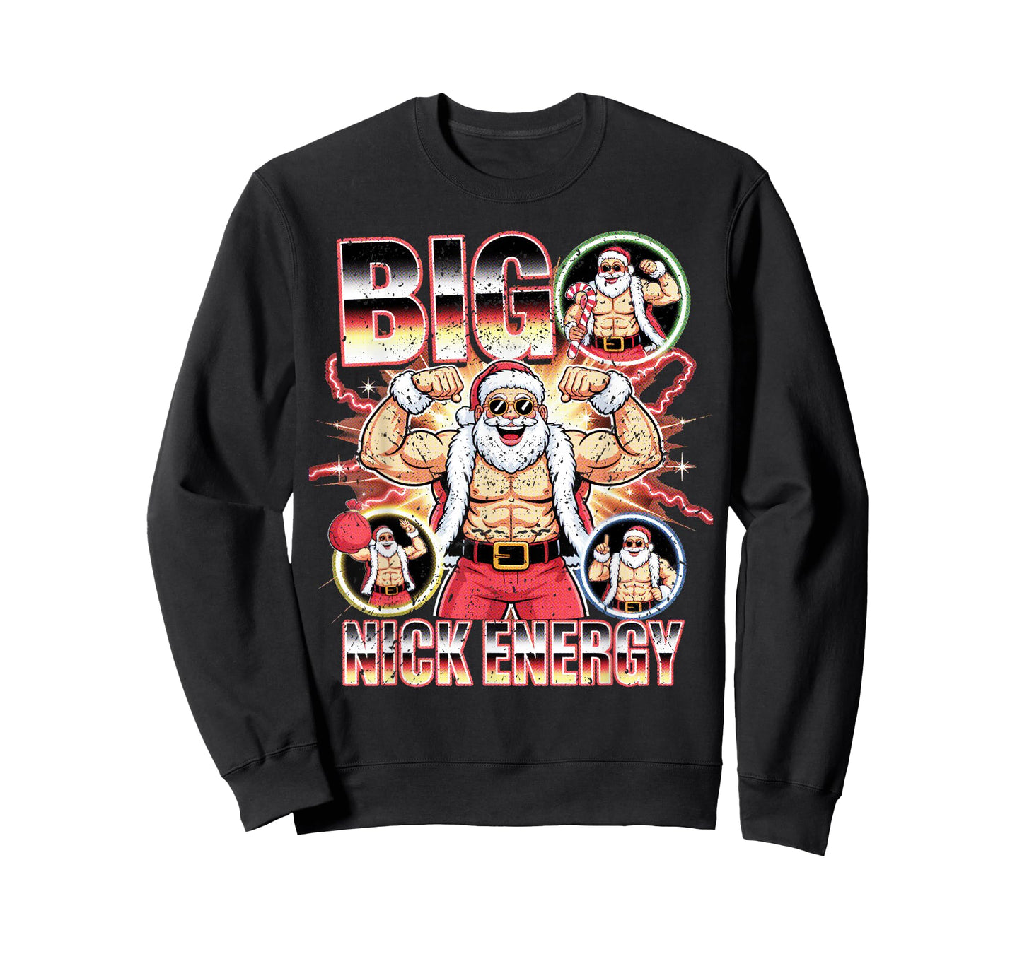 Big Nick Energy Santa Flexing Christmas Humor T-Shirt