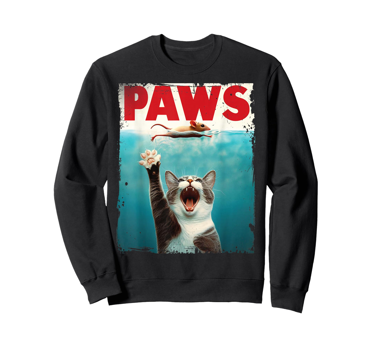PAWS Parody Cat Mouse Humorous Cat Chasing Mouse Kitten T-Shirt