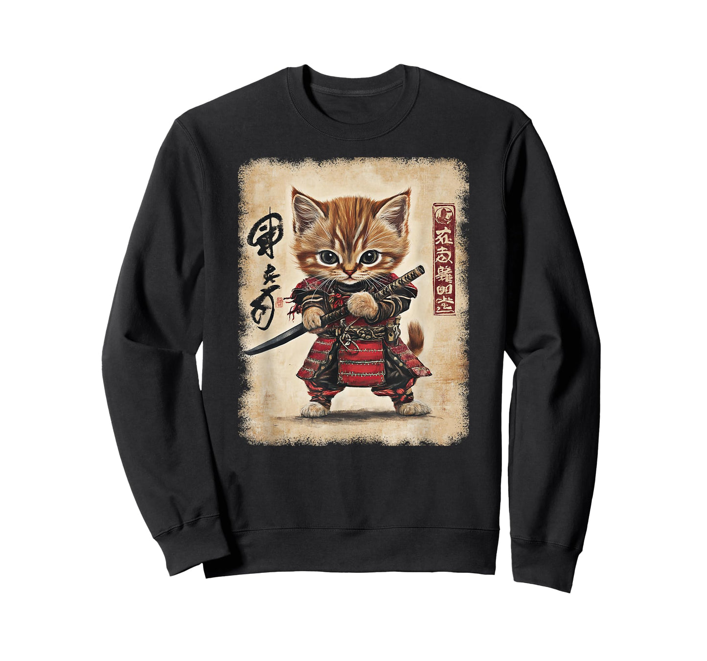 Japanese Samurai Kitten Kawaii Ninja Cat T-Shirt