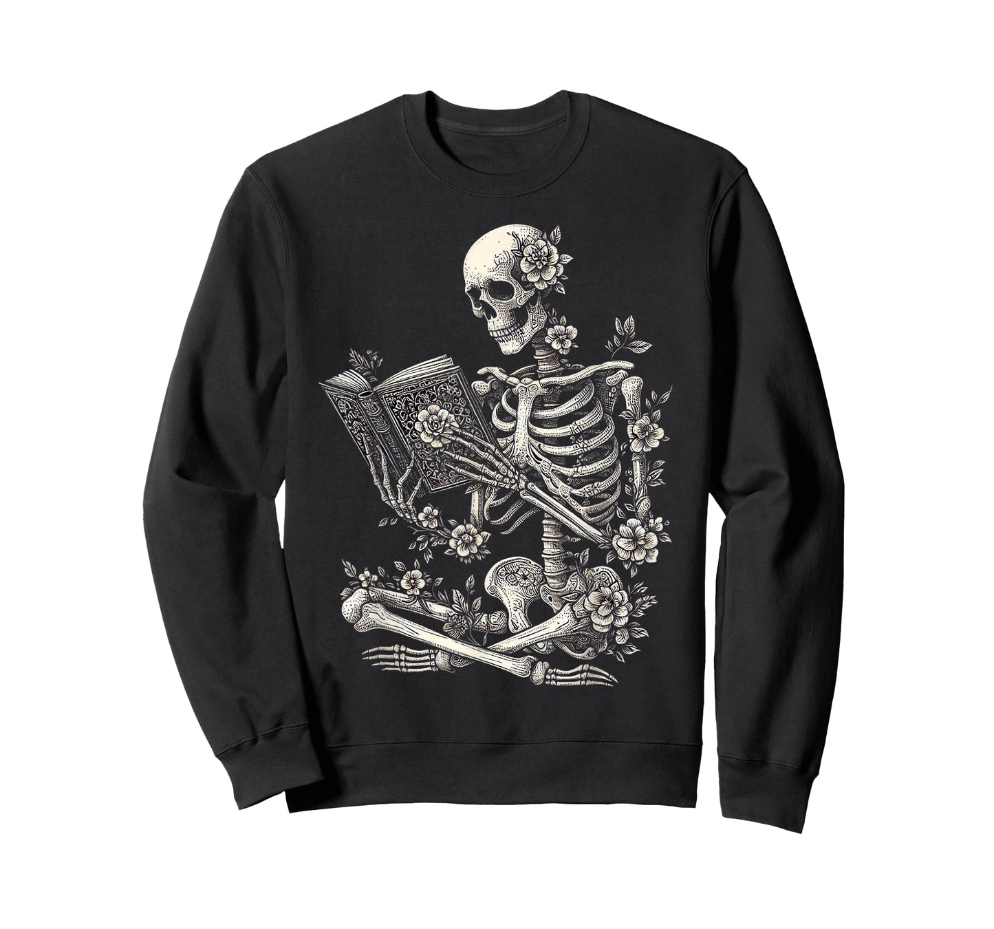 Skeleton Book Floral Skull Halloween Teacher Costume T-Shirt