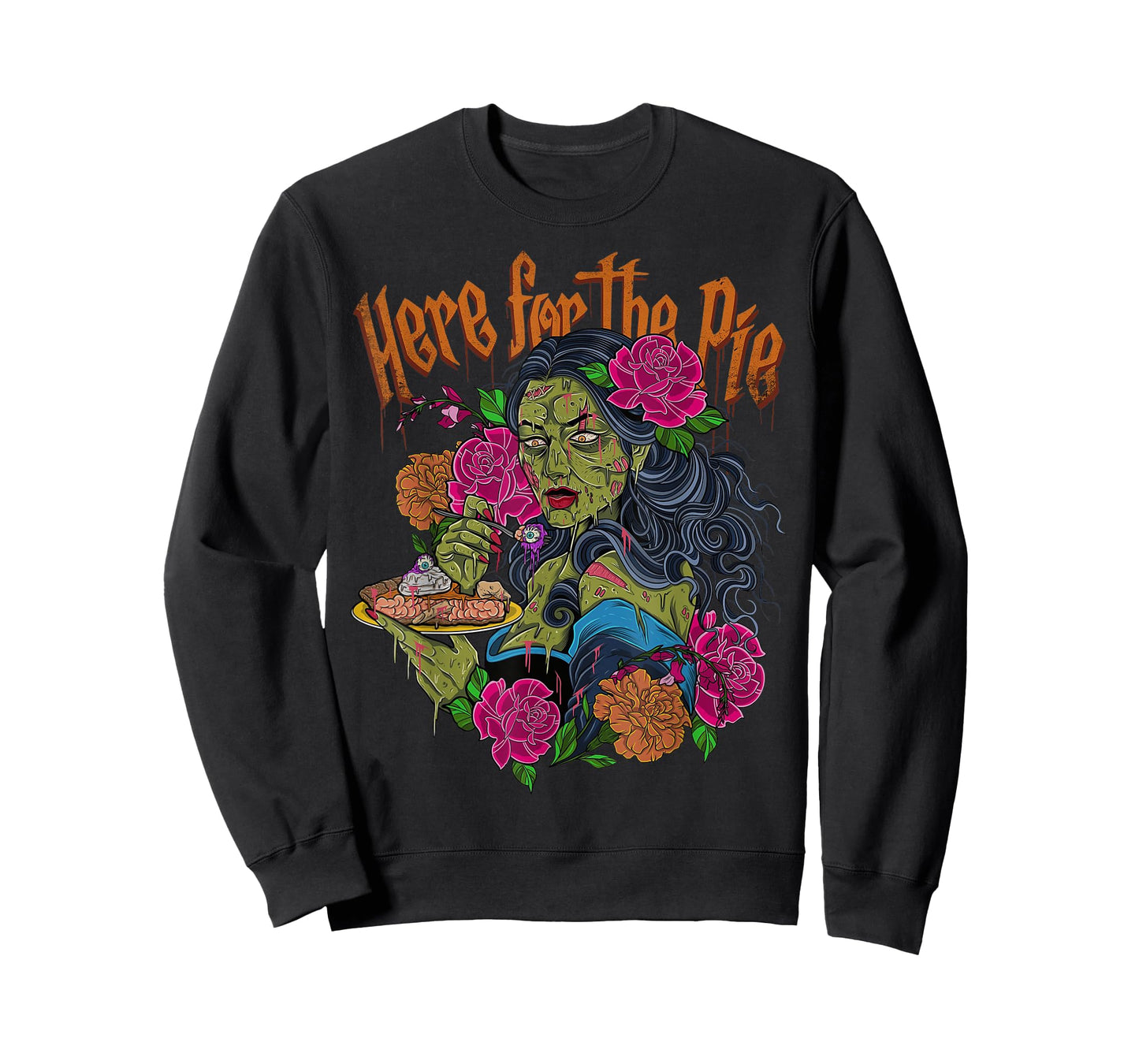 Vintage Retro Here for The Pie Zombie Girl Graphic Tee T-Shirt