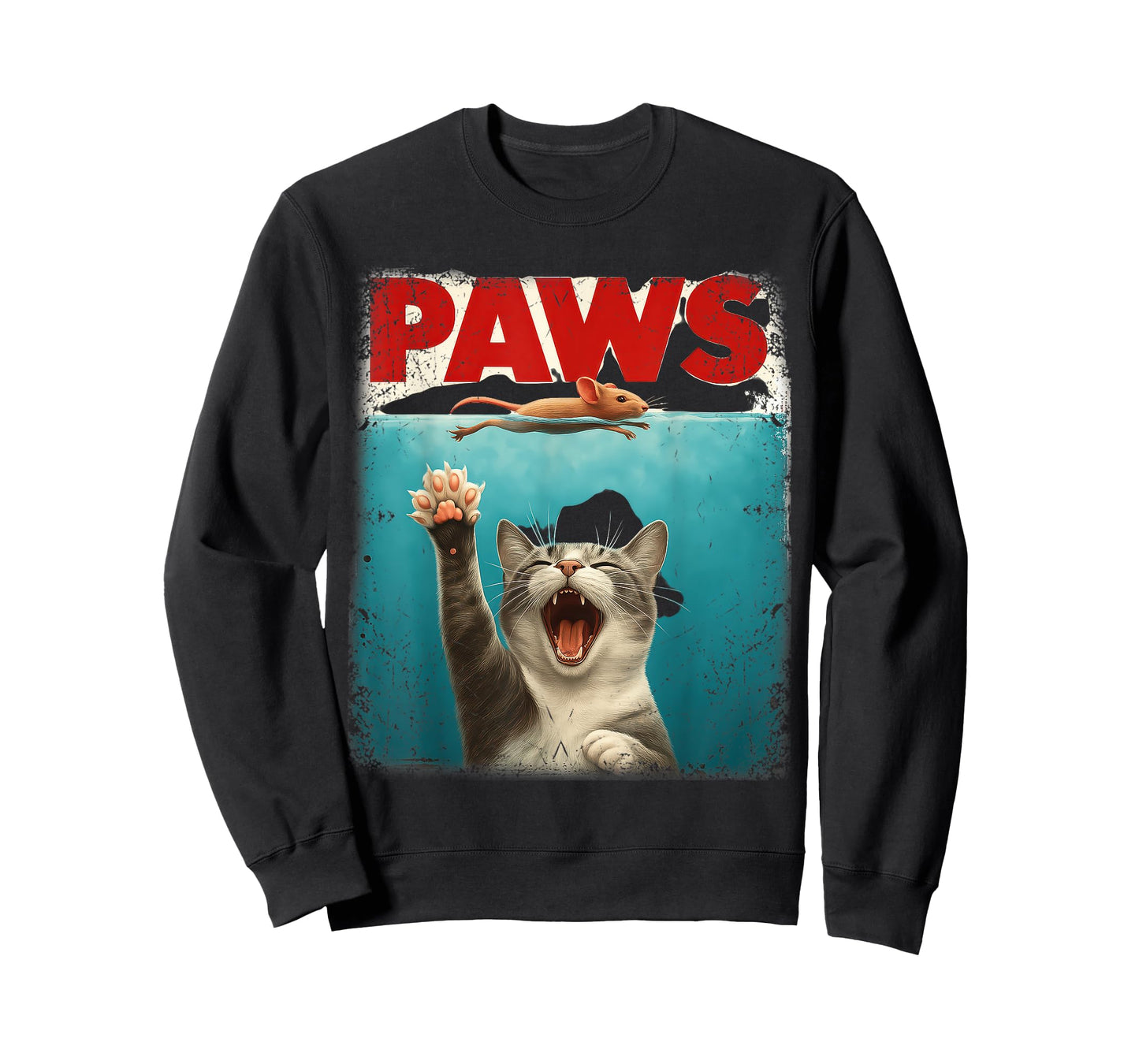 PAWS Parody Cat Mouse Humorous Cat Chasing Mouse Kitten T-Shirt for Men Women Kids