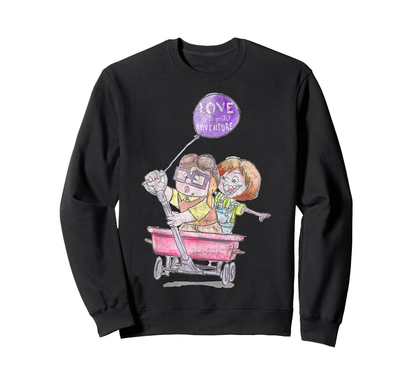 Disney Pixar Up Carl & Ellie Wagon Ride Sketch Graphic Tee T-Shirt