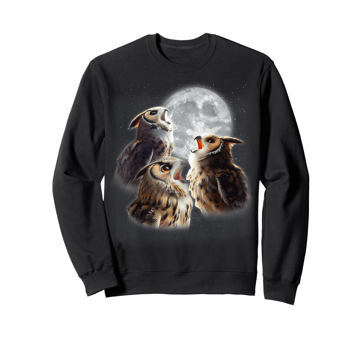 3 Owls Howling At The Moon Funny Night Owl Lover Birdwatcher T-Shirt