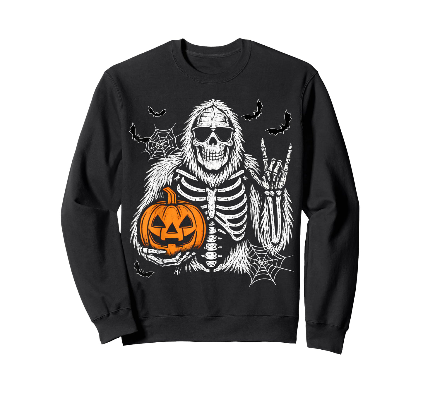 Spooky Bigfoot Jack O lantern Skeleton Halloween Boys Mens T-Shirt