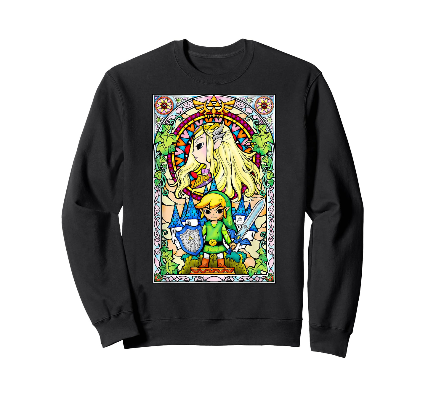 Legend Of Zelda Wind Waker Stained Glass Graphic T-Shirt T-Shirt