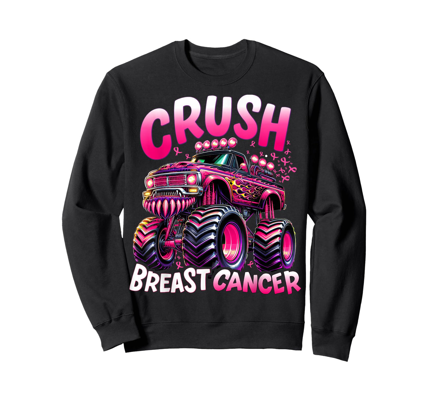 Crush Breast Cancer Monster Truck Girls Boys Pink Awareness T-Shirt