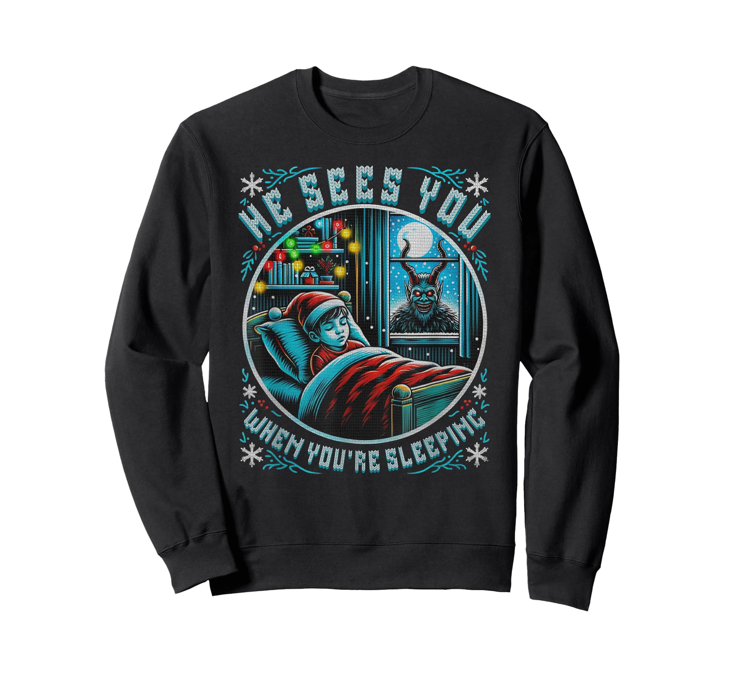 Splendifulous Merry Krampus He Sees You Vintage Horror Christmas Gothic Unisex-Adults T-Shirt