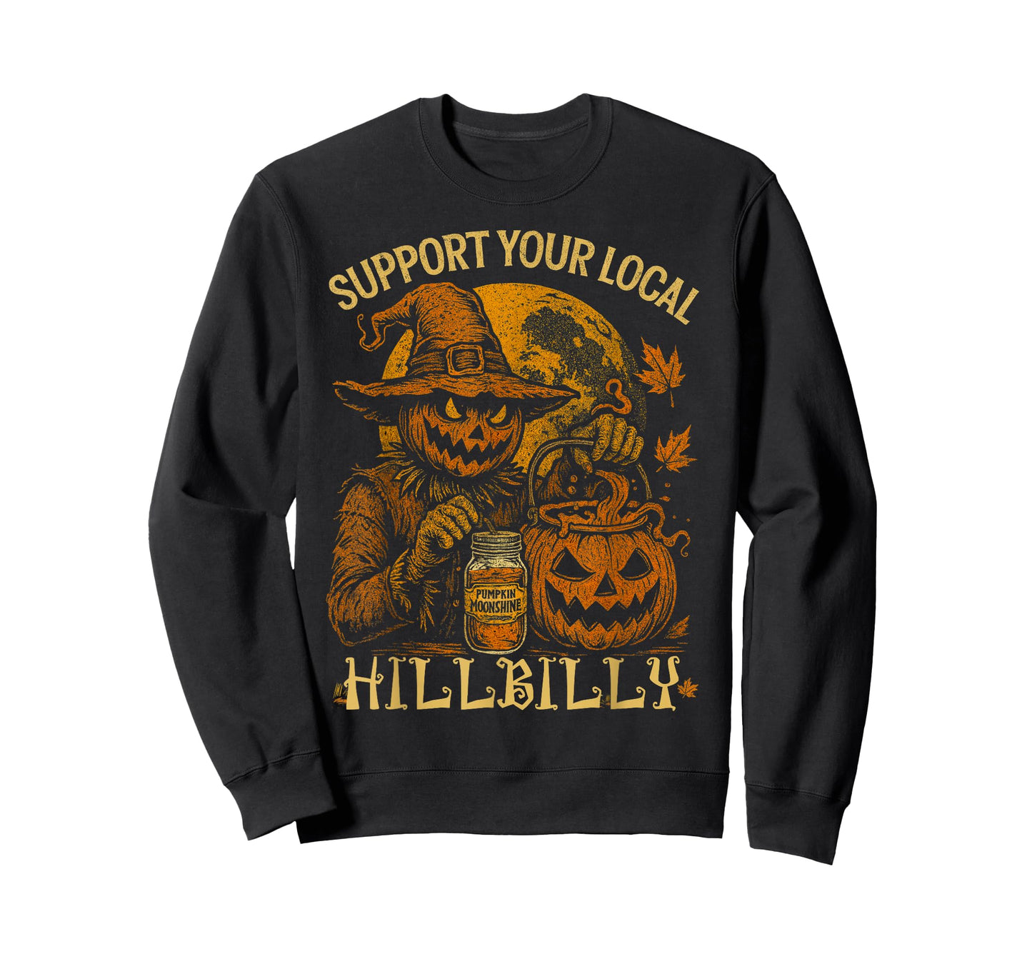 Support Your Local Hillbilly Pumpkin Pie Moonshine Scarecrow T-Shirt