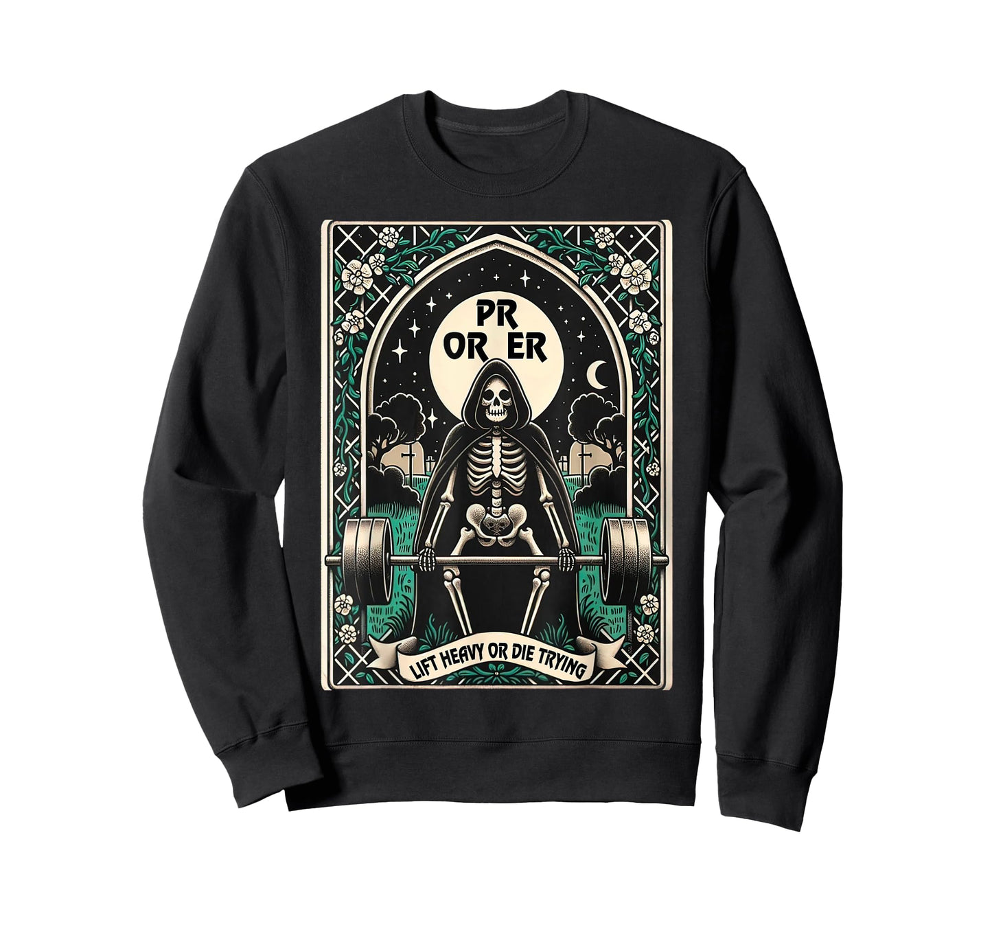 Skeleton Gym, Halloween Pump Cover, PR OR ER Card Tarot Tee T-Shirt
