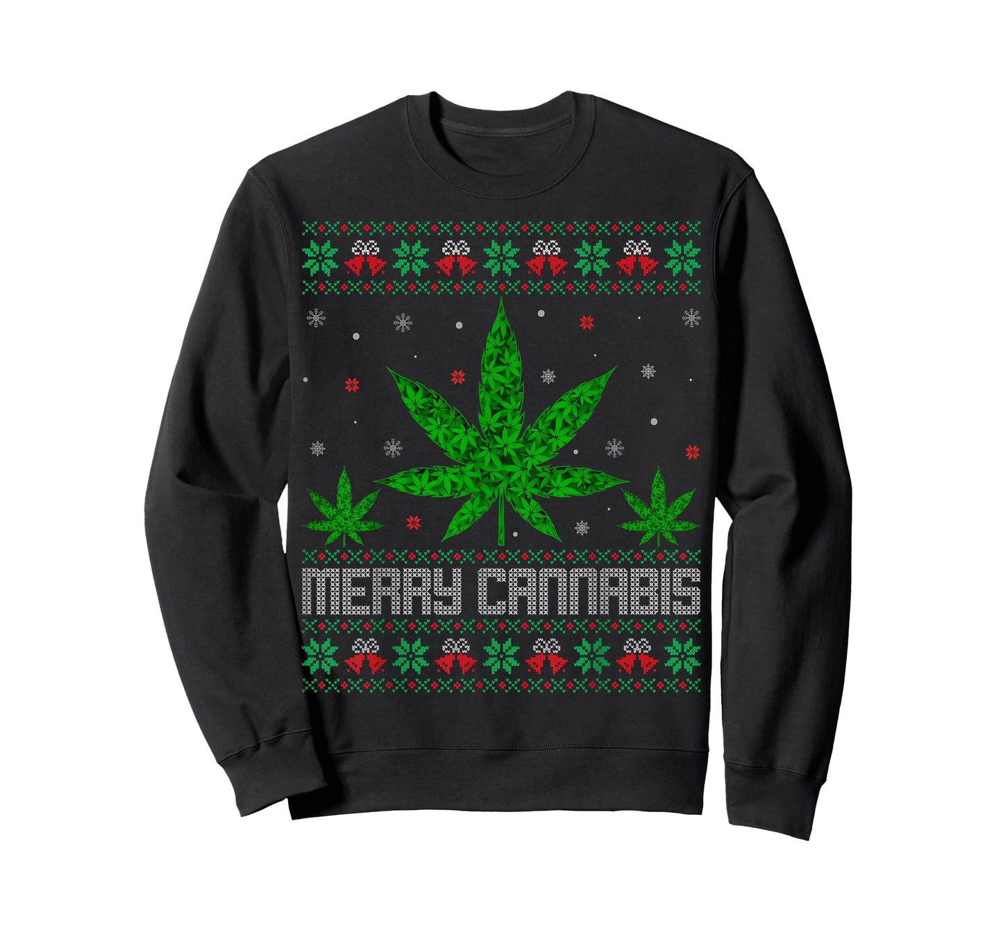 Marijuana Leaf Ugly Sweater Cannabis Weed Stoner Christmas T-Shirt