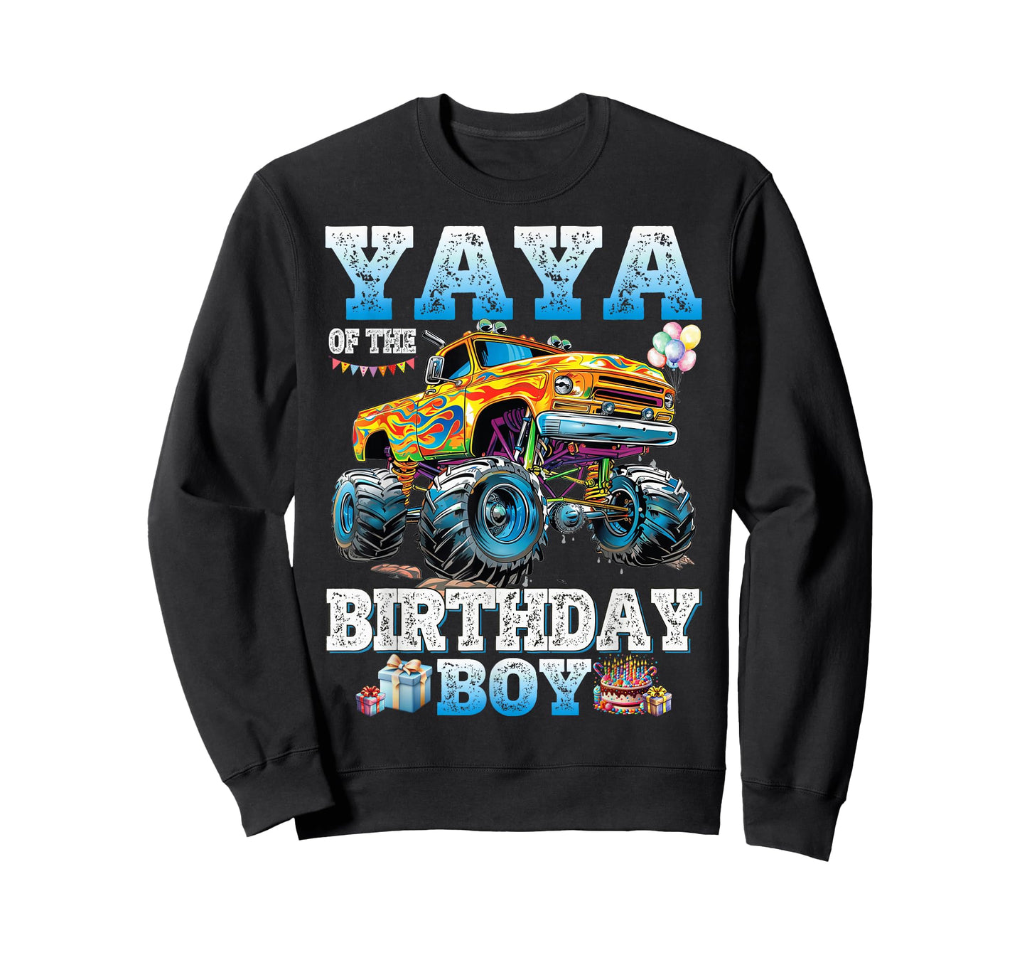 Yaya of The Birthday Boy Monster Truck Birthday Family T-Shirt