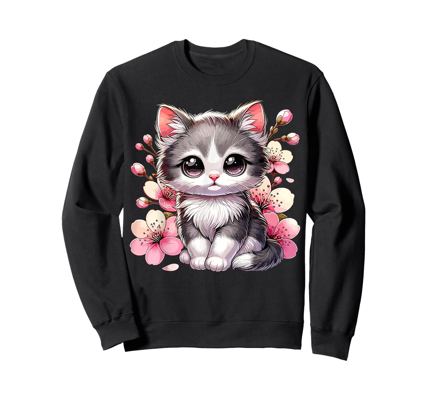 Cute Cat with Cherry Blossoms Cat T-Shirt