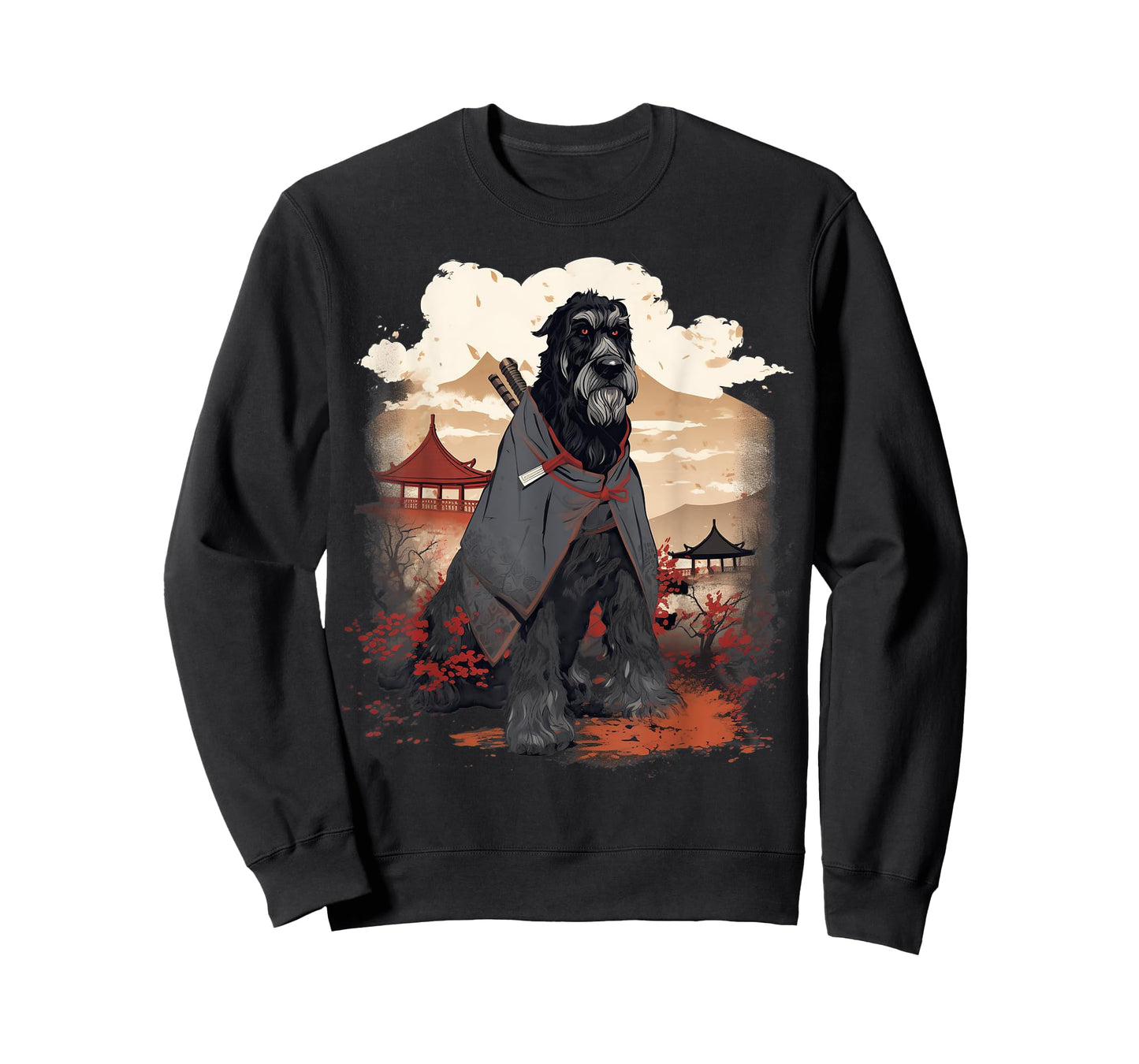 Vintage Japanese Art Samurai Giant Schnauzer Dog T-Shirt