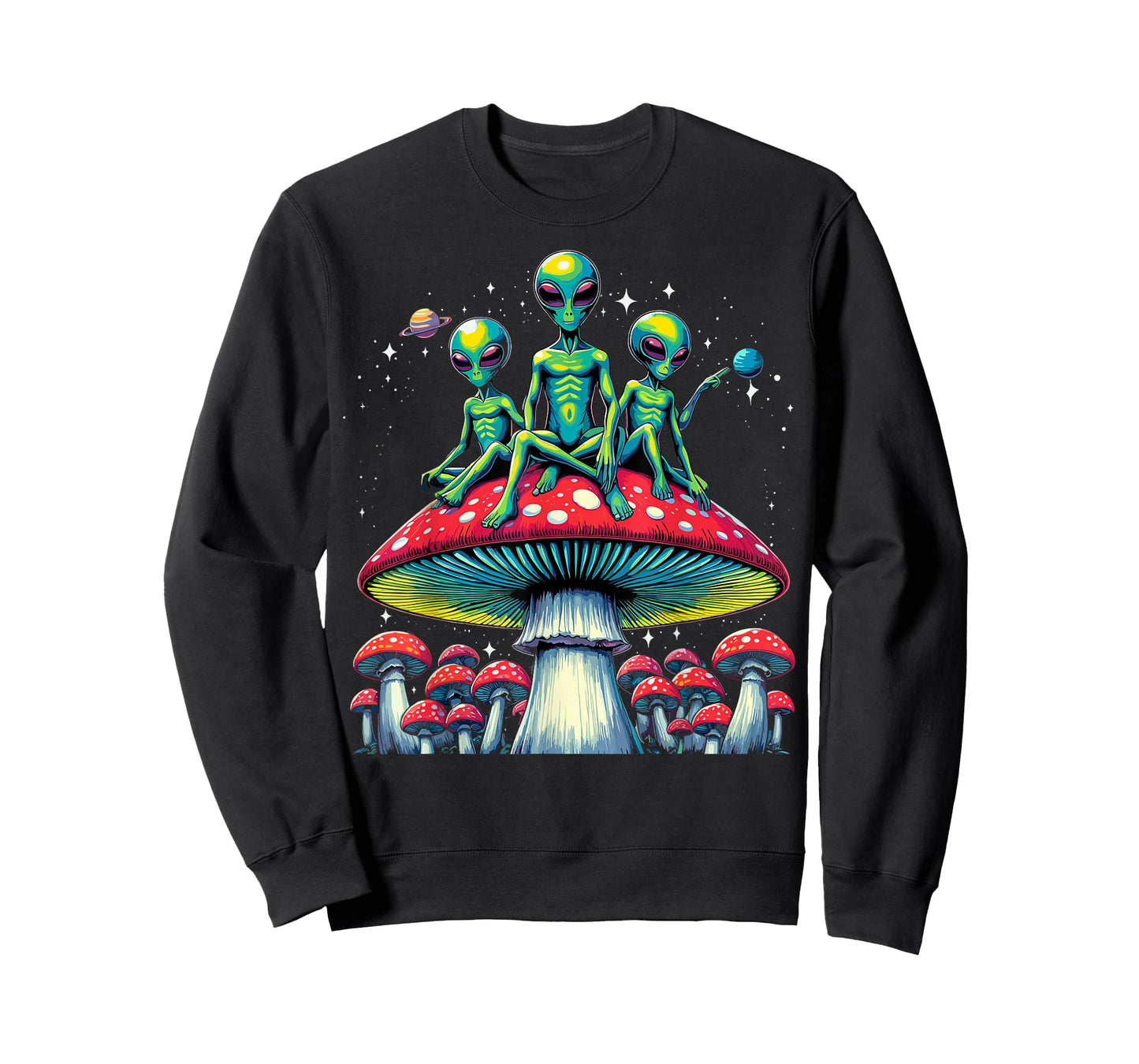 Trippy Alien Mushroom Graphic Tee - Funny Psychedelic Shroom T-Shirt